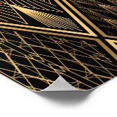 Art Deco Muster. Nahtlose schwarze und goldene Bac Poster (Ecke)