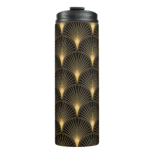 Art Deco Muster. Nahtlose schwarze und goldene Bac Thermosbecher