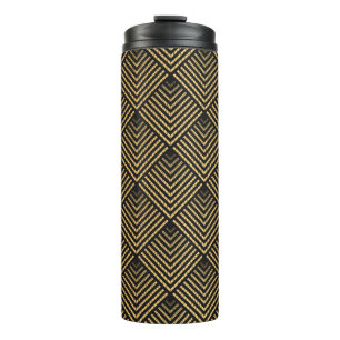 Art Deco Muster. Nahtlose schwarze und goldene Bac Thermosbecher
