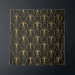 Art Deco Muster. Nahtlose schwarze und goldene Bac Wandteppich<br><div class="desc">Art Deco Muster. Nahtloser schwarzer und goldener Hintergrund. Metallische Muscheln oder Waagen verleihen einen Spitzenschmuck. Minimalistisches geometrisches Design. Vintage Linien. Motive aus den 1920-30er Jahren. Luxus-Vintage Illustration</div>