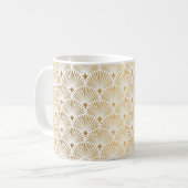 Art Deco Muster. Nahtloser weißer und goldener Hin Kaffeetasse (Vorderseite Links)