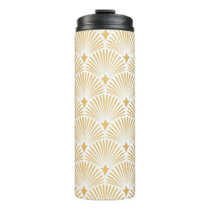 Art Deco Muster. Nahtloser weißer und goldener Hin Thermosbecher