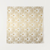 Art Deco Muster. Nahtloser weißer und goldener Hin Wandteppich (Vorderseite (Horizontal))