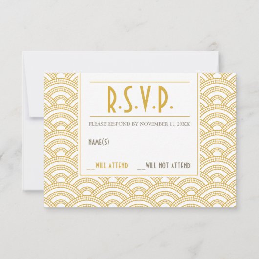 Art Deco Muster Response Card RSVP Karte (Vorderseite)