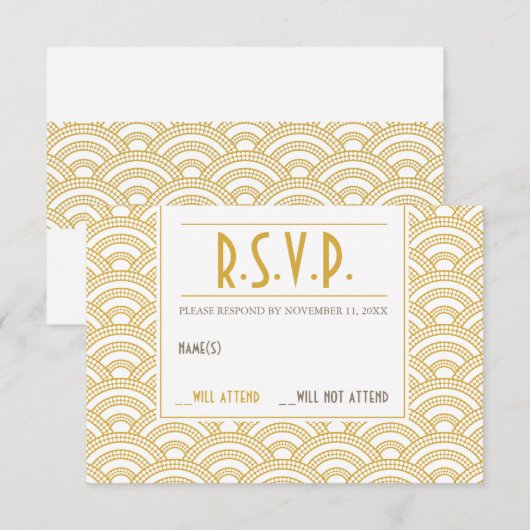 Art Deco Muster Response Card RSVP Karte (Vorne/Hinten)