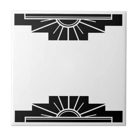 Art Deco Muster schwarz Fliese (Vorderseite)