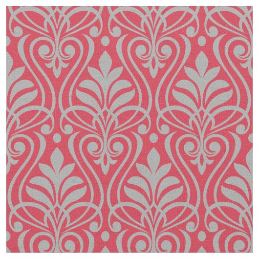 Art Deco Muster - Spanisch Grau am Paradies Pink Stoff (Nahaufnahme)