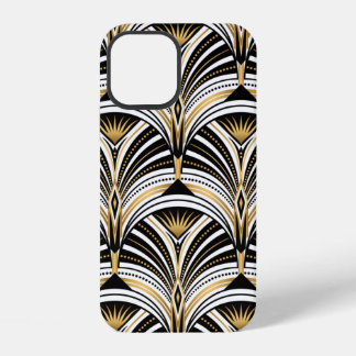 Art Deco Muster. Vintages Gold Schwarz-weiß iPhone 12 Hülle