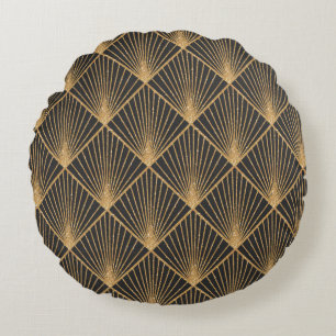 Art Deco Nahtlose geometrische Muster. Elegant Wal Rundes Kissen