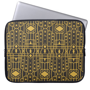 Art Deco nahtloses Luxus-Geometrie-Muster. Golden Laptopschutzhülle