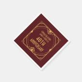 Art Deco Name 40. Hochzeit Jahrestag Ruby Red Serviette (Ecke)