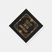 Art Deco Name 70th Wedding Anniversary Gold Black Serviette (Ecke)
