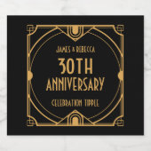 Art Deco Namen 30 JubiläumsfeierIon Black Schaumweinetikett (Einzelnes Label)