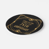 Art Deco Namen 75. Hochzeit Anniversary Black Pappteller (Schrägansicht)