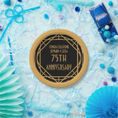 Art Deco Namen 75 Jahre Jubiläum Gold Schwarz Pappteller (Party)