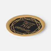 Art Deco Namen 75 Jahre Jubiläum Gold Schwarz Pappteller (Schrägansicht)
