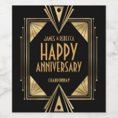 Art Déco - Namen des glücklichen Jubiläums Gold Sc Weinetikett (Einzelnes Label)