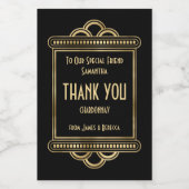 Art-Deco-Namen Empfänger Thankyou favorisiert Blac Weinetikett (Einzelnes Label)
