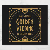 Art Deco Names Golden Wedding CelebratIon Black Schaumweinetikett (Einzelnes Label)