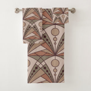 Art Deco (natürliche Terracotta-Farbtöne) Badhandtuch Set