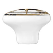 Art Deco Nautic Compass Rose Schwarz-weiß Gold Keramikknauf (Seitenansicht)