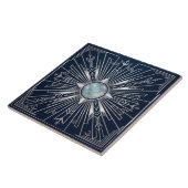 Art Deco Nautical Sunburst Navy Silber Keramik  Fliese (Seite)