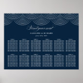 Art Deco Navy Blue Silver Wedding Chart Poster (Vorne)