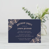 Art Deco Navy Blue und Blush | Geometrisch Einladung (Stehend Vorderseite)