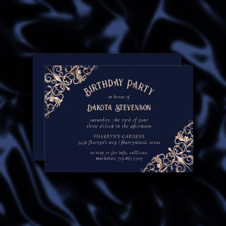 Art Deco Navy Blue und Blush | Geometrisch Einladung