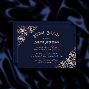 Art Deco Navy Blue und Blush Geometrisch Einladung