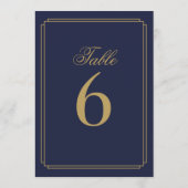 Art Deco Navy Blue und Gold Tischnummer (Rückseite)