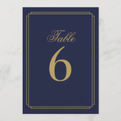 Art Deco Navy Blue und Gold Tischnummer (Vorderseite)