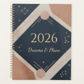 Art Deco Navy Gold 2026 Träume & Pläne Celestial Planer (Vorderseite)