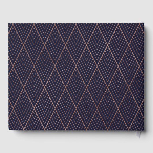 Art Deco Navy Gold Custom Wedding Gästebuch (Rückseite)