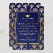 Art Deco Navy Gold Gatsby Party Abschluss der 1920 Einladung (Vorne/Hinten)