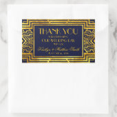 Art Deco Navy Gold Geometric Modern Rechteckiger Aufkleber (Tasche)