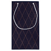 Art Deco Navy Gold Individuelle Name Kleine Geschenktüte (Rückseite)