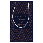 Art Deco Navy Gold Individuelle Name Kleine Geschenktüte (Vorderseite)