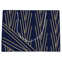 Art Deco Navy und Gold große Geschenktasche