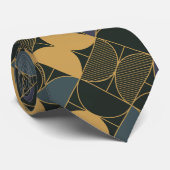 Art Deco Neck Tie - Grün, Gold, Marine Krawatte (Gerollt)