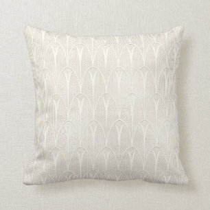 Art Deco Netz Zartes Cremiges Elfenbein Beige Vint Kissen