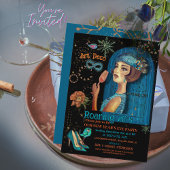 Art Deco Neujahr Aquamarine Schwarze Einladung