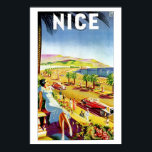 Art Deco Nice Côte d'Azur Poster<br><div class="desc">Eine Reise-Werbung für Vintage Kunst-Dekos in Paris Lyon Marseille (PLM) in den 20er bis 1930er Jahren, die das gute Leben in Nizza an der französischen Riviera fördert: Palmen, eine wunderschöne Frau, wunderschöne Oldtimer, das Meer, die Berge. (Die Alpen)</div>