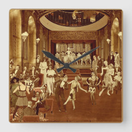 Art Deco Night Club Quadratische Wanduhr