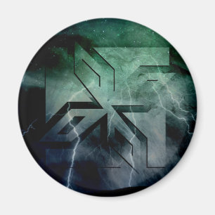 Art Deco Ninja Star Icon, Galaxy Blitzüberlagerung Magnet