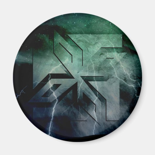 Art Deco Ninja Star Icon, Galaxy Blitzüberlagerung Magnet (Vorne)