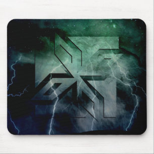 Art Deco Ninja Star Icon, Galaxy Blitzüberlagerung Mousepad