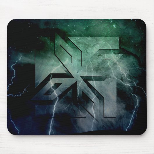 Art Deco Ninja Star Icon, Galaxy Blitzüberlagerung Mousepad (Vorne)