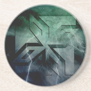 Art Deco Ninja Star Icon, Galaxy Blitzüberlagerung Sandstein Untersetzer