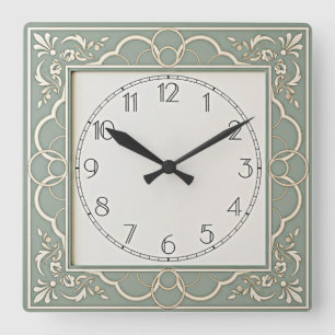 Art Deco Nizza Quadratische Wanduhr
